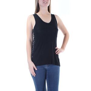 HEARTS AND HIPS Womens Black Polka Dot Sleeveless V Neck Hi-Lo Top Size: S